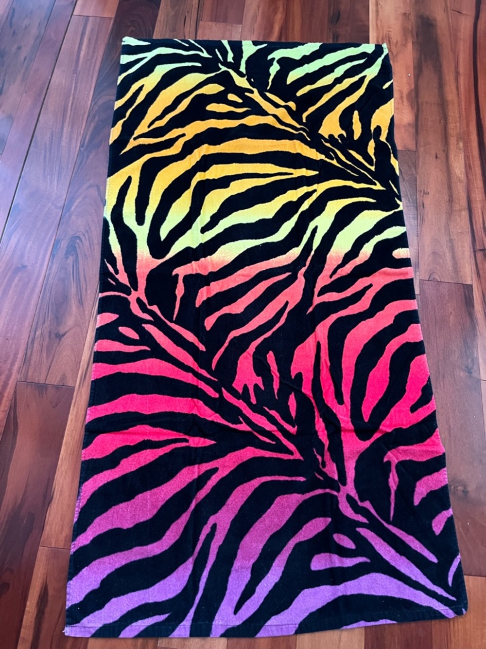 Gradient Zebra Print Beach Towel - Yellow Orange Pink Purple - Picture 6 of 9